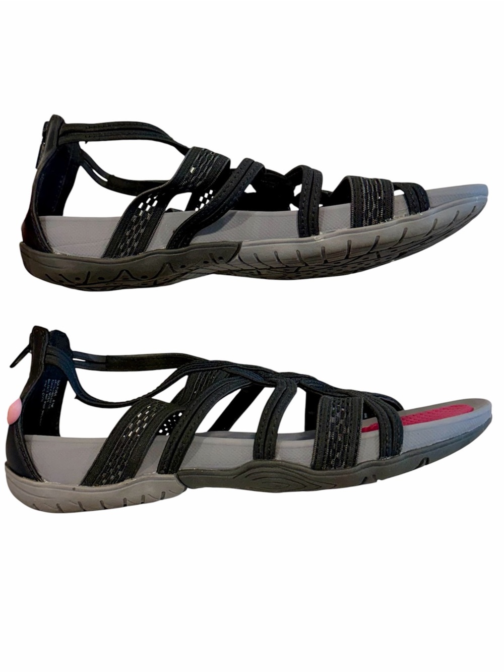 BareTraps Solaura Black Strappy Hiking Sandals with Pink Footbed - Size: 6.5 - Picture 6 of 8